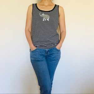Chico’s black & white striped tank top